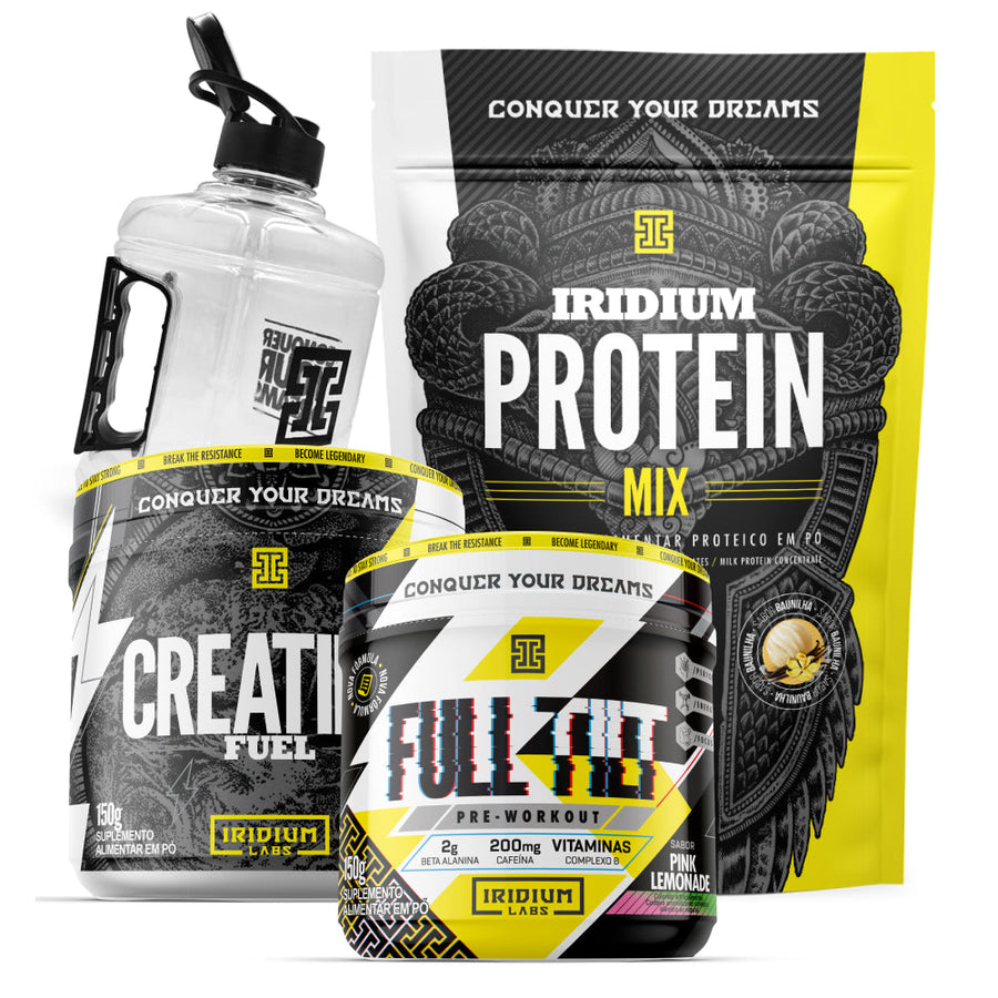 Combo Whey Protein Mix + Creatina Fuel 150g + Full Tilt + Galão