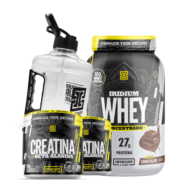 Combo Whey Protein Concentrado + 2x Creatina c/ Beta Alanina 150g + Galão 1,5L
