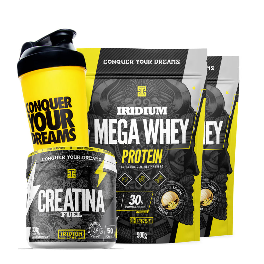 Combo 2x Mega Whey Protein + Creatina Fuel + Coqueteleira